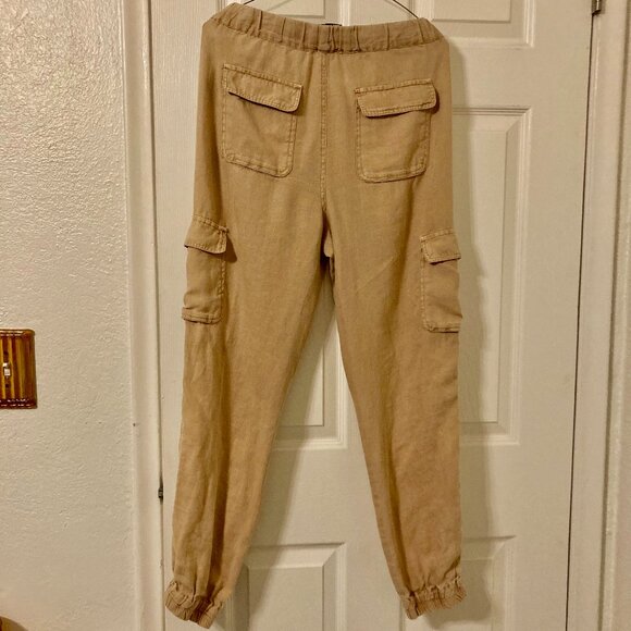 Great Condition, SZ M, 100% LINEN, Nicole Miller New York Joggers, Beige - Picture 3 of 3